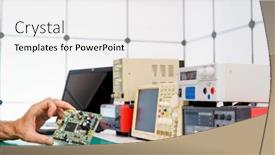  Presentation with consumer electronics - Audience pleasing slide deck consisting of repair-of-consumer-electronics backdrop and a white colored foreground