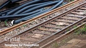  Presentation with railway - Presentation theme enhanced with repair-of-the-railway-track background and a coral colored foreground