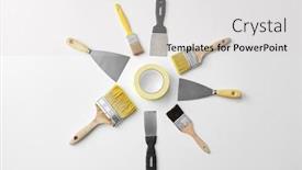  Presentation with knives - PPT theme having repair-renovation-and-painting-concept background and a light gray colored foreground