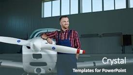  Presentation with maintenance - Amazing PPT layouts having repair service standing by airline backdrop and a  colored foreground