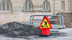  Presentation with road repair - Colorful presentation design enhanced with repair-work-road-repair backdrop and a light gray colored foreground