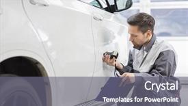  Presentation with repair shop - Colorful theme enhanced with repair worker examining car paint backdrop and a gray colored foreground