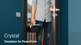  Presentation with house - Audience pleasing presentation design consisting of repairer-is-coming backdrop and a navy blue colored foreground