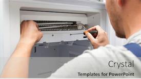  Presentation with freezer - Slides featuring repairer-is-fixing-the-freezer background and a light gray colored foreground