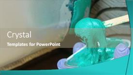  Presentation with body - Beautiful PPT theme featuring repairing-a-rust-hole backdrop and a coral colored foreground