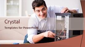  Presentation with desktop - PPT layouts enhanced with repairing broken pc desktop computer background and a  colored foreground