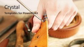  Presentation with workshop - PPT theme consisting of repairing leather belt in workshop background and a lemonade colored foreground