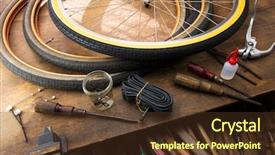  Presentation with tire - Amazing slide set having repairing or changing a tire backdrop and a tawny brown colored foreground