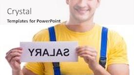  Presentation with rise - PPT theme enhanced with repairman asking for pay rise isolated on white background and a white colored foreground