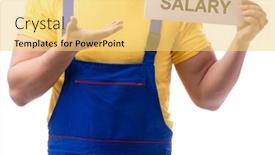  Presentation with rise - Audience pleasing PPT theme consisting of repairman-asking-for-pay-rise backdrop and a yellow colored foreground