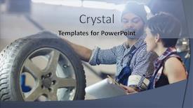  Presentation with consulting - Theme consisting of repairman-consulting-his-trainee background and a light blue colored foreground