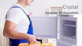  Presentation with diy - Slide deck featuring repairman contractor repairing fridge in diy concept background and a white colored foreground
