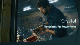  Presentation with motorcycle electric - Presentation theme enhanced with repairman-cutting-iron-with-electric background and a navy blue colored foreground