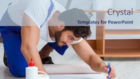  Presentation with renovation - Audience pleasing PPT theme consisting of meter roll - repairman doing renovation repair backdrop and a lemonade colored foreground