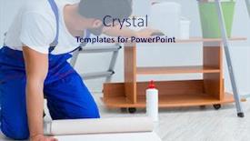  Presentation with renovation - Colorful theme enhanced with repairman-doing-renovation-repair backdrop and a light blue colored foreground