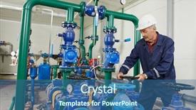  Presentation with fire system - Amazing slide deck having repairman engineer of fire engineering backdrop and a ocean colored foreground