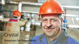  Presentation with hvac system - Presentation consisting of repairman engineer of fire engineering background and a coral colored foreground