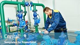  Presentation with hvac engineering - Presentation theme enhanced with repairman engineer of fire engineering background and a teal colored foreground