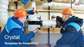  Presentation with hvac engineering - Beautiful slides featuring repairman engineer of fire engineering backdrop and a ocean colored foreground