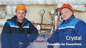  Presentation with hvac engineering - Audience pleasing slide deck consisting of repairman engineer of fire engineering backdrop and a ocean colored foreground