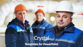  Presentation with fire system - Slide set consisting of repairman engineer of fire engineering background and a ocean colored foreground