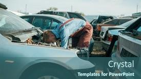  Presentation with glass - Cool new PPT layouts with repairman-hits-the-glass backdrop and a ocean colored foreground