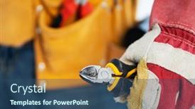  Presentation with assembly programming - Cool new slide deck with repairman-in-assembly-belt backdrop and a ocean colored foreground