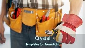  Presentation with in belt - Amazing theme having repairman-in-mounting-belt-holding backdrop and a tawny brown colored foreground