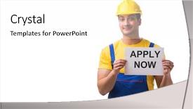  Presentation with recruitment - Amazing theme having repairman in recruitment concept isolated backdrop and a  colored foreground