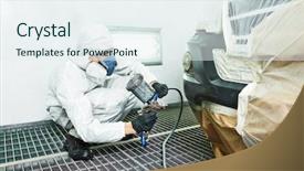  Presentation with automobile - Cool new theme with repairman painter painting car body backdrop and a sky blue colored foreground