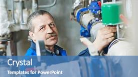  Presentation with fire system - Beautiful PPT theme featuring repairman plumber engineer of fire backdrop and a teal colored foreground