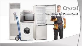 Presentation with electrical - Amazing slide set having repairman-posing-with-domestic-electrical backdrop and a white colored foreground