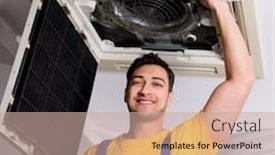  Presentation with air conditioning - Slide deck consisting of repairman-repairing-ceiling-air-conditioning background and a coral colored foreground