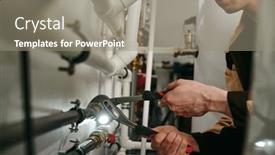 Presentation with parts - Amazing presentation design having repairman-using-a-tool backdrop and a gray colored foreground