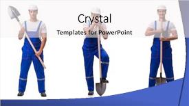  Presentation with spa white orchids black - Beautiful PPT layouts featuring repairman with spade isolated backdrop and a sky blue colored foreground