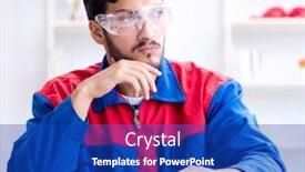  Presentation with technical support - Presentation design featuring repairman-working-in-technical-support background and a royal blue colored foreground