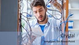  Presentation with computer network - PPT theme having repairman working on repairing network background and a light blue colored foreground