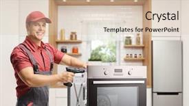  Presentation with drill - Theme enhanced with repairman working with a drill background and a soft green colored foreground