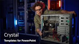  Presentation with computer repair - Theme enhanced with repairman-working-with-computer-system background and a wine colored foreground