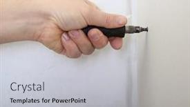  Presentation with home improvement - Slides enhanced with repairman works with plasterboard home improvement background and a light gray colored foreground