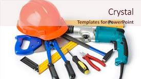  Presentation with construction tools - Slides enhanced with reparation - different construction tools isolated background and a lemonade colored foreground