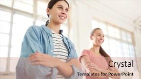  Presentation with active exercise elderly - Amazing theme having repeat - two active girls crossing their backdrop and a coral colored foreground