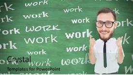  Presentation with green chalkboard - Beautiful PPT theme featuring repeat business - geeky businessman with thumbs up backdrop and a seafoam green colored foreground