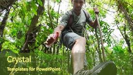  Presentation with tropical forest - Slides enhanced with repell - hiker applying repellent on his background and a tawny brown colored foreground