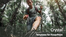  Presentation with tropical forest - Theme consisting of repell - hiker applying repellent on his background and a dark gray colored foreground