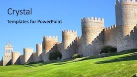  Presentation with medieval - Amazing PPT layouts having repetition - medieval city walls of avila backdrop and a light blue colored foreground