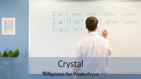  Presentation with whiteboard - Slide deck consisting of repetition - office worker writing on whiteboard background and a teal colored foreground