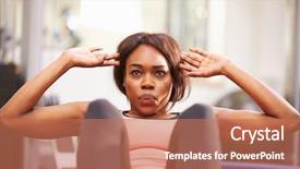  Presentation with children doing kids gym - Beautiful presentation theme featuring repetition - young woman doing crunches backdrop and a coral colored foreground