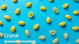  Presentation with pasta - Cool new slide deck with repetitive - gnocchi pasta directly above shot backdrop and a teal colored foreground