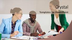  Presentation with new ideas - Colorful PPT layouts enhanced with repetitive work - brainstorming designers finding backdrop and a  colored foreground